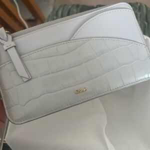 Chloe powder blue Croc-Embossed card wallet